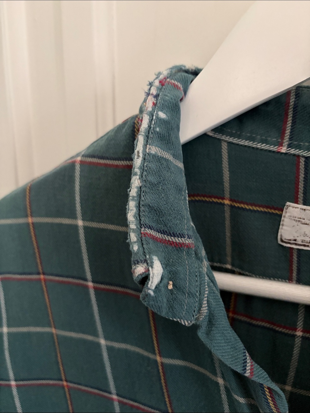 Vintage Teal Plaid Cotton Flannel (Size M) - Picture 3 of 8
